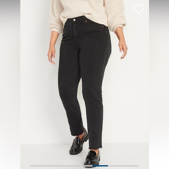 Old Navy High Waisted OG Straight Cut Off Black Jean - Picture 2 of 3